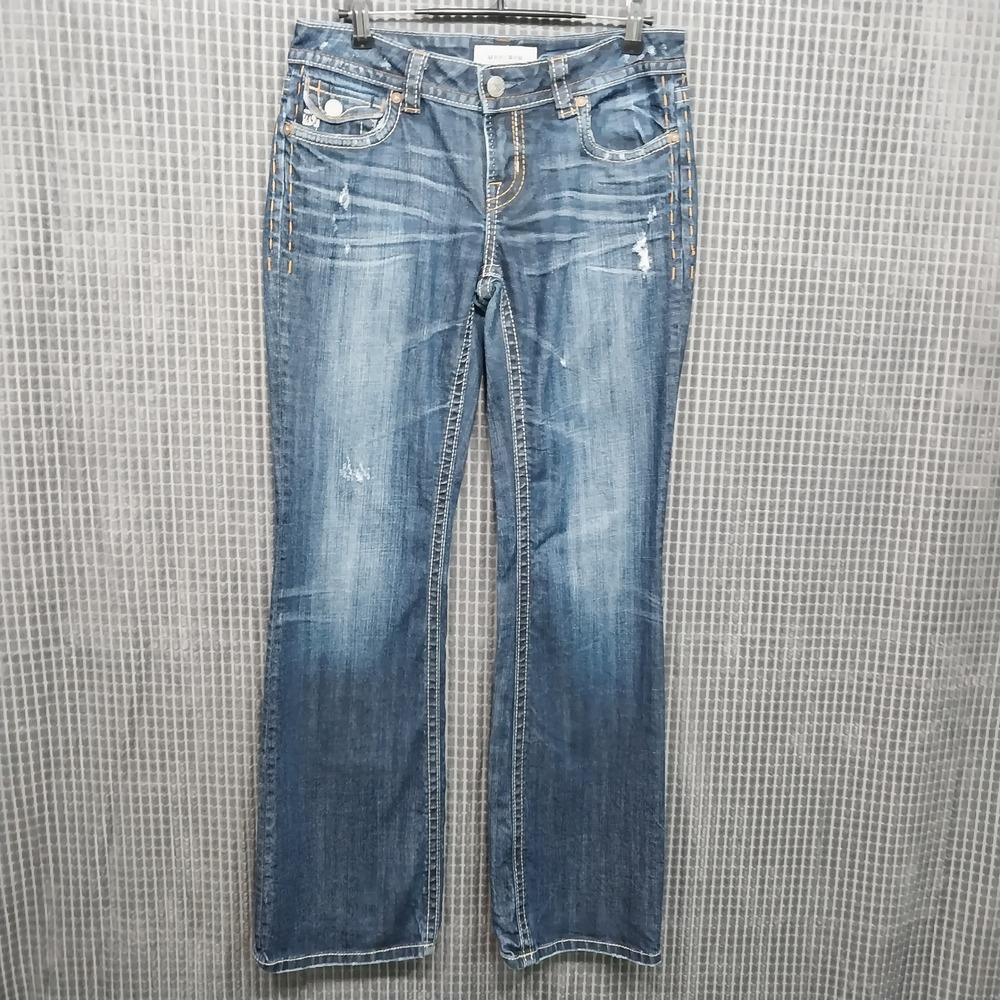 MEK DNM Bootcut Jeans Womens New York Distressed Blue